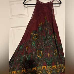 NWT FREE PEOPLE Shea Printed Slip Dress Wine Color $88 OB843648
